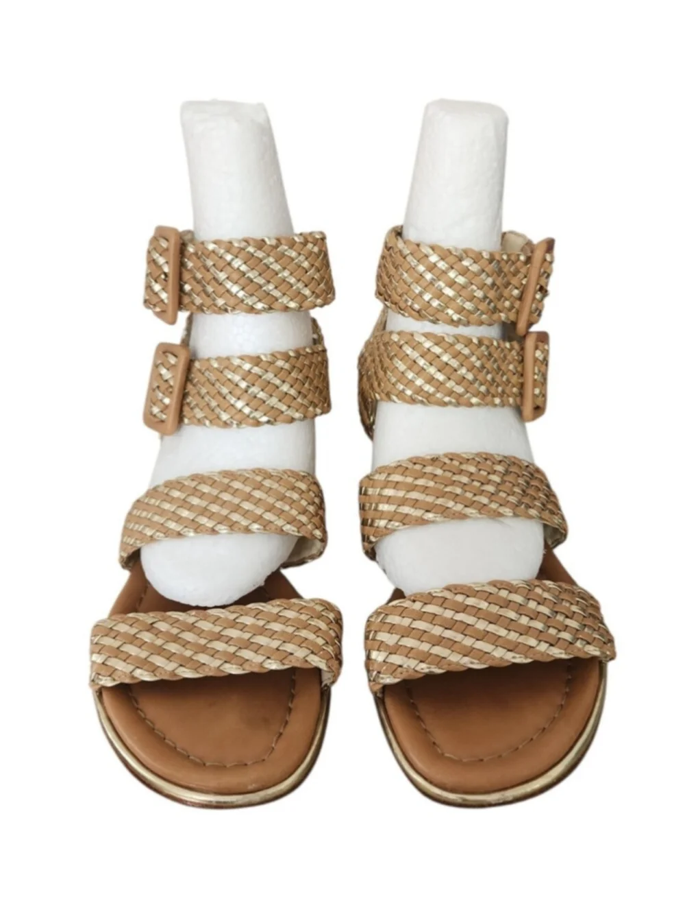 Donald J Pliner Gold Tan Woven Leather Gladiator Sandals Size 6M